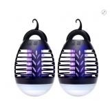 2 Pack of Dartwood Outdoor Bug Zapper - Waterproof, USB Rechargeable and Battery Powered Mosquito Killer, Insect Trap and Fly Swatter