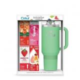 NEW Cirkul 40oz Raindrop Tumbler Starter Kit + 4 Flavor Cartridges - Light Green