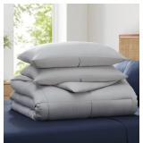 NEW Harmony Home 3-Piece Viscose Made from Bamboo Comforter Set Full/Queen - Gray