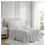 Lenox Holiday Flannel Sheet Set - Holly Green - QUEEN