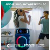 NEW JOYC Brands Mic Drop Karaoke Machine with 2 Wireless Mics & RGB Lights, BLUE