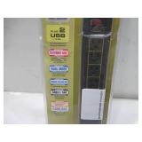 NEW Monster Power Gold 600 6-Outlet/2-USB Surge Protector Strip - Black 6 ft Cord