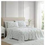 NEW Lenox Holiday Flannel Sheet Set - Pine Trees Green - KING