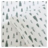 NEW Lenox Holiday Flannel Sheet Set - Pine Trees Green - KING