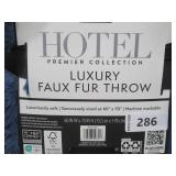 NEW Members Mark Hotel Premier Collection Luxury Faux Fur Throw - Washed Indigo