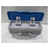 NEW Flambeau Outdoors 6382TB 2-Tray Tackle Box - Classic Fishing Lure Storage Organizer, Medium Portable Tackle Box, 15 Tray Compartments, Blue/Gray