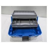 NEW Flambeau Outdoors 6382TB 2-Tray Tackle Box - Classic Fishing Lure Storage Organizer, Medium Portable Tackle Box, 15 Tray Compartments, Blue/Gray