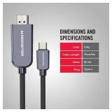 NEW Monster USB Type-C Plug to 4K HDMI Plug Cable, 5.9FT VME40013