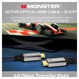 Monster Essentials Directional Fiber Optic HDMI 2.1-48 Gbps Active Optical Cable - Supports 8K @ 60HZ, 4K @ 120HZ, 32.8ft