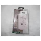 Monster Wall Tap Plug 3-Outlet 4 USB Ports Extender with Outlet Surge Protector - WHITE