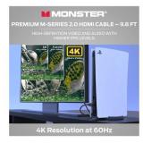 Monster - M-Series Certified Premium HDMI Cable 2.0, Features 4K Ultra HD at 60Hz Refresh Rate, Duraflex, 25 Gbps - 9.8 ft - Gold