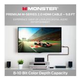Monster - M-Series Certified Premium HDMI Cable 2.0, Features 4K Ultra HD at 60Hz Refresh Rate, Duraflex, 25 Gbps - 9.8 ft - Gold