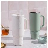 NEW Ello Port 40-oz. Stainless Steel Tumbler with Handle, 2-Pack, Dahlia Glow and Sage