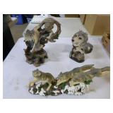 3 Wolf Figurines