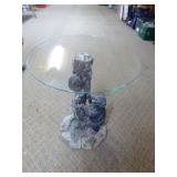 Bear Glass Top Side Table