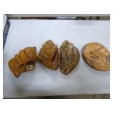 4 Old Baseball Gloves