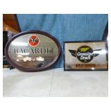 Bacardi and Miller Genuine Draft Mirror Sign