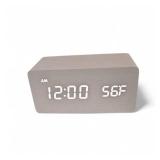 Wooden LED alarm clock digital desk clock with temperature display