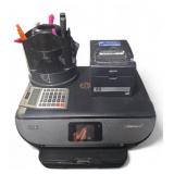 Office Supplie Mega Lot / HP Envy Photo 7155 / Citizen TZ30-M01 / Calculator/ Loaded Pen Caddy