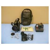 (1) Vintage 1970's Canon Canosound 514XL-S Super 8 Sound Movie Camera with Microphone / Mic Accessories and (1) Polaroid Now PRD009095 Analog Instant Camera