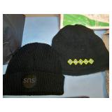 Miscellaneous lot with Panasonic Field Jacket, Adjustable Cargo Net (NEW), Tarp (NEW), 6-Pocket Organizer, Carry Bag and (2) Branded Stocking Caps