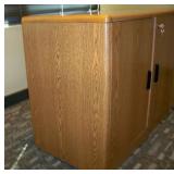 Lockable Enclosed Wood Office Bookshelf / Storage Shelf / Hutch (KEYS included) and 2-Drawer Wood File Cabinet on Wheels