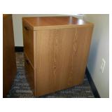 Lockable Enclosed Wood Office Bookshelf / Storage Shelf / Hutch (KEYS included) and 2-Drawer Wood File Cabinet on Wheels