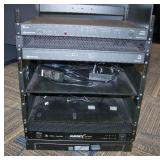 Slide-out AV Rack with Crestron DM 4K Presentation Unit, Professional Amplifier / Amp and Surge-X Surge Eliminator / Power Conditioner