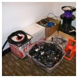 Cat5e, Spools of Coax Cables, Cable Sheathing and a Cable Spooler