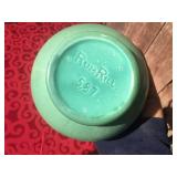 Vintage Nifty Green Rum Rill Pottery Vase #587 - Nice