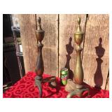 Pair Vintage Brass Fireplace ANDIRONS - 19"