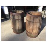 2 Old Wooden Nail Kegs - 17" Intact