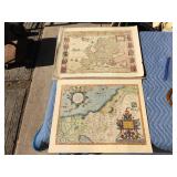 2 Reproduction Maps of Old World - Holy Land/Europa