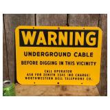 Heavy Enamel Metal "WARNING" Sign 20" x 14" - Very Nice!