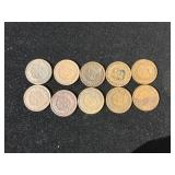 (10) Indian Head Pennies 1890-1906