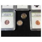 (7) Interesting Lincoln Pennies 1938-2009 Including Slabbed