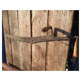 Antique HAY KNIFE + 48" Wooden Spreader