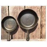 Vintage Unmarked WAGNER #3 + #5 Cast Iron Skillets - Refurbished!