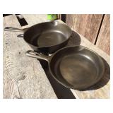 Vintage Unmarked WAGNER #3 + #5 Cast Iron Skillets - Refurbished!