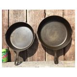 (2) Vintage LODGE 8 + 10 Cast Iron 3-Notch Skillets - Refurbished!
