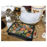 Vintage Group Collectable - Glass - Ceramic - Figures - Hen on Nest - Candy Jars