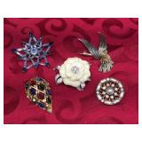 (5) Brooch Pins - Including NOLAN MILLER - Cream Rose