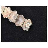 Vintage Mexico STERLING - Link Bracelet - Green Onyx/Ether/Jade?