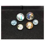 (6) Vintage GERMAN - Handmade Swirl Marbles