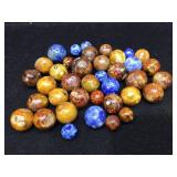 (38) Vintage BENNINGTON - Handmade Marbles .45 - .75 Neat!
