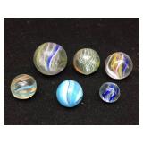 (6) Vintage GERMAN - Handmade Swirl Marbles
