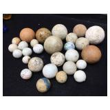 2 Old Jars with Marbles - Clay - Ceramic - Glass - Porcelain?