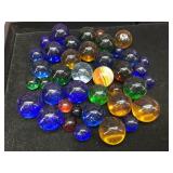 2 Old Jars with Marbles - Clay - Ceramic - Glass - Porcelain?