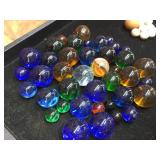 2 Old Jars with Marbles - Clay - Ceramic - Glass - Porcelain?