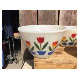 Vintage FIRE KING - TULIP 4 Pc Nesting Bowl Set with Grease Jar/Lid